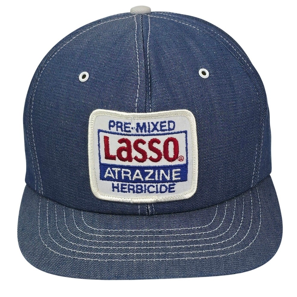 Vintage Swingster Lasso Atrazine Herbicide Hat Blue Snapback Made in USA‎ Cap